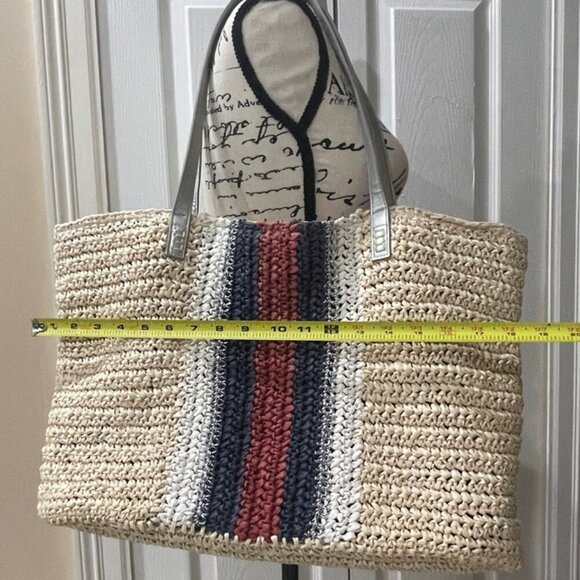 CROCHET STRAW TOTE BAG Boho chic INC AESTHETIC SUMMER BEACHY - Picture 3 of 13